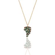 Söğütlü Silver SGTL10752 Gümüş Rose Yeşil Taşlı Yaprak Kolye