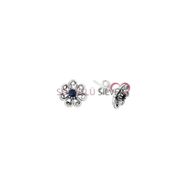 Söğütlü Silver SGTL10796 Oksitli Safir Taşlı Telkari Çiçek Modeli Gümüş Küpe