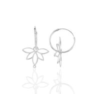 Söğütlü Silver SGTL10866 Rodyumlu Lotus Çiçeği 18 mm Halka Gümüş Küpe