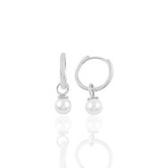 Söğütlü Silver SGTL10873 Rodyumlu 14 mm Incili Halka Gümüş Küpe
