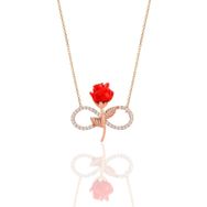 Söğütlü Silver SGTL10896 Gümüş Rose Kırmızı Gül Sonsuzluk Kolye