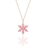 Söğütlü Silver SGTL10898 Gümüş Rose Pembe Taşlı Kar Tanesi Kolye