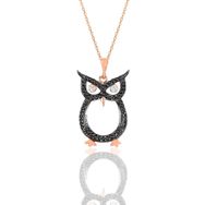 Söğütlü Silver SGTL10914 Gümüş Rose Siyah Taşlı Baykuş Kolye