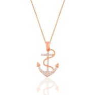 Söğütlü Silver SGTL10916 Gümüş Rose Zirkon Taşlı Çapa Kolye