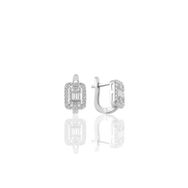Söğütlü Silver SGTL10959 Rodyumlu Gümüş Baget Taşlı Klipsli Gümüş Küpe