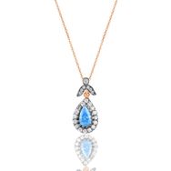 Söğütlü Silver SGTL10989 Gümüş Rose Akuamarin Taşlı Damla Kolye