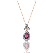 Söğütlü Silver SGTL10989 Gümüş Rose Kök Yakut Taşlı Damla Kolye