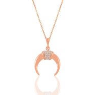 Söğütlü Silver SGTL11020 Gümüş Rose Zirkon Taşlı Ters Hilal Kolye