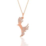 Söğütlü Silver SGTL11034 Gümüş Rose Zirkon Taşlı Simurg Kolye