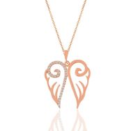 Söğütlü Silver SGTL11035 Gümüş Rose Zirkon Taşlı Işlemeli Kanat Kolye