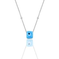 Söğütlü Silver SGTL11087 Gümüş Rodyumlu Top Top Zincirli Nazarlı Kolye