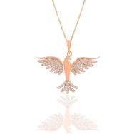 Söğütlü Silver SGTL11124 Gümüş Rose Zirkon Taşlı Simurg Anka Kuşu Kolye