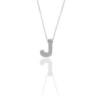 Söğütlü Silver SGTL11181 Gümüş Rodyumlu Üç Boyutlu Minimal J Harf Kolye