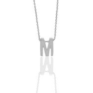 Söğütlü Silver SGTL11181 Gümüş Rodyumlu Üç Boyutlu Minimal M Harf Kolye