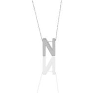 Söğütlü Silver SGTL11181 Gümüş Rodyumlu Üç Boyutlu Minimal N Harf Kolye