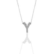Söğütlü Silver SGTL11181 Gümüş Rodyumlu Üç Boyutlu Minimal Y Harf Kolye