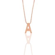 Söğütlü Silver SGTL11182 Gümüş Rose Üç Boyutlu Minimal A Harf Kolye