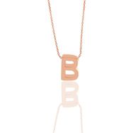 Söğütlü Silver SGTL11182 Gümüş Rose Üç Boyutlu Minimal B Harf Kolye