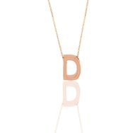 Söğütlü Silver SGTL11182 Gümüş Rose Üç Boyutlu Minimal D Harf Kolye