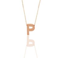 Söğütlü Silver SGTL11182 Gümüş Rose Üç Boyutlu Minimal P Harf Kolye