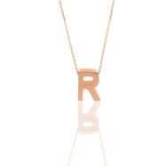 Söğütlü Silver SGTL11182 Gümüş Rose Üç Boyutlu Minimal R Harf Kolye