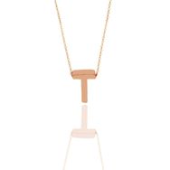 Söğütlü Silver SGTL11182 Gümüş Rose Üç Boyutlu Minimal T Harf Kolye