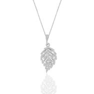 Söğütlü Silver SGTL11200 Gümüş Rodyumlu Işlemeli Yaprak Kolye