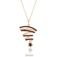 Söğütlü Silver SGTL11204 Gümüş Rose Siyah Taşlı Kuyruklu Yıldız Kolye