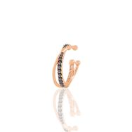 Söğütlü Silver SGTL11234 Rose Onix Taşlı İki Sıra Görünümlü Sıkıştırmalı Tekli Kıkırdak Gümüş Küpe