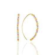 Söğütlü Silver SGTL11363 Gümüş Altın Yaldızlı, Rodaj Ve Rose Renkli Dorissa Dorica Tasarım Küpe