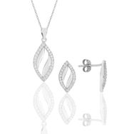 Söğütlü Silver SGTL11610SET Gümüş Rodyumlu Zirkon Taşlı Mekik Kolye Ve Kupe Ikili Set