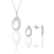 Söğütlü Silver SGTL11616SET Gümüş Rodyumlu Zirkon Taşlı Damla Kolye Kupe Ikili Set