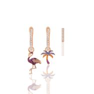 Söğütlü Silver SGTL11638 Rose Zirkon Taşlı Tropikal Kombin Üçlü Gümüş Küpe Seti