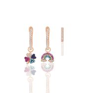 Söğütlü Silver SGTL11641 Rose Zirkon Taşlı Yonca Gök Kuşağı Kombin Üçlü Gümüş Küpe Seti