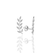 Söğütlü Silver SGTL11679 Gümüş Rodyumlu Zirkon Taşlı Yaprak Küpe