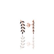 Söğütlü Silver SGTL11679 Rose Siyah Taşlı Yaprak Gümüş Küpe