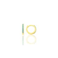 Söğütlü Silver SGTL11739 Altın Yaldızlı Turkuaz Taşlı 10 mm Halka Tragus Piercing Helix Kıkırdak Gümüş Küpe
