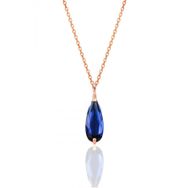 Söğütlü Silver SGTL12075 Gümüş Rose Safir ve Zirkon Taşlı Damla Modeli Kolye