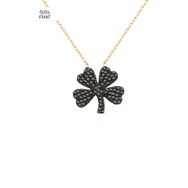 Söğütlü Silver SGTL2184 925 Ayar Gümüş Rose Siyah Taşlı Yonca Kolye