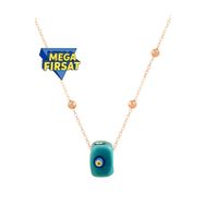 Söğütlü Silver SGTL7308 925 Ayar Gümüş Turkuaz Taşlı Mineli Top Top Zincirli Kolye