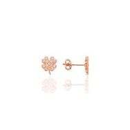 Söğütlü Silver SGTL7929 925 Ayar Gümüş Rose Zirkon Taşlı Mini Pırlanta Modeli Yonca Küpe