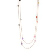 Söğütlü Silver SGTL8536 Gümüş Rose Renkli Sıra Taşlı Kadın Kolye