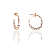 Söğütlü Silver SGTL8709 Rose Zirkon Taşlı Yarım Halkalı Gümüş Kadın Küpe