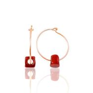 Söğütlü Silver SGTL9771ROSE Mercan Renkli Taşlı Halka Gümüş Küpe