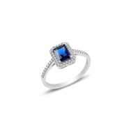 Söğütlü Silver TYC00092388848 Gümüş Rodyumlu Pırlanta Montürlü Safir Baget Taşlı Yüzük