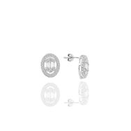 Söğütlü Silver TYC00097864223 Rodyumlu Oval Baget Taşlı Gümüş Küpe