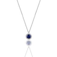 Söğütlü Silver TYC00179762557 Gümüş Rodyumlu Safir Taşlı Pırlanta Montürlü Tek Taş Kolye