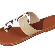 Solaud Slip-On Flip Flop Kırık Beyaz Düz Kadın Sandalet