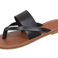 Solaud Slip-On Flip Flop Siyah Düz Kadın Sandalet