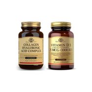 Solgar Hyaluronic Acid Collagen Complex 120 mg 30 Tablet + Solgar Vitamin D3 1000 IU 100 Kapsül